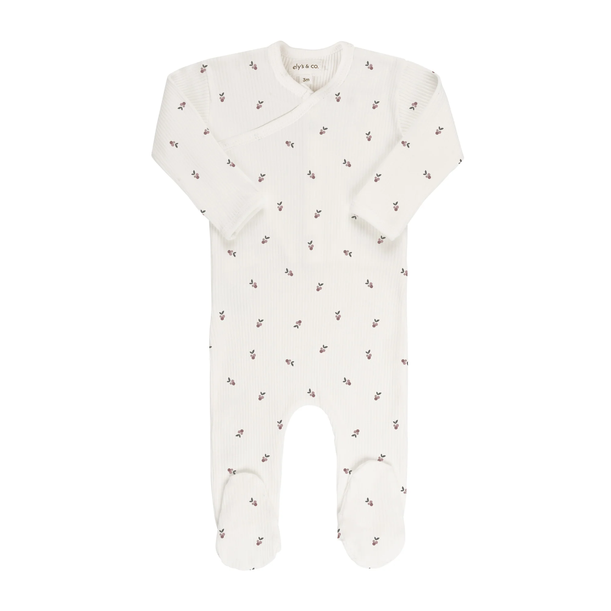 Ivory/Plum Berry Zipper Footie